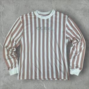 GUESS Pink Striped Long Sleeve T-Shirt SIZE MEDIUM
